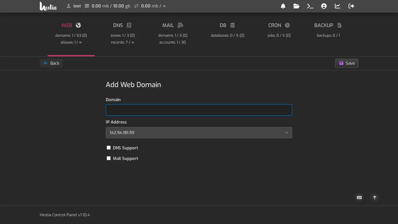 Add a web domain
